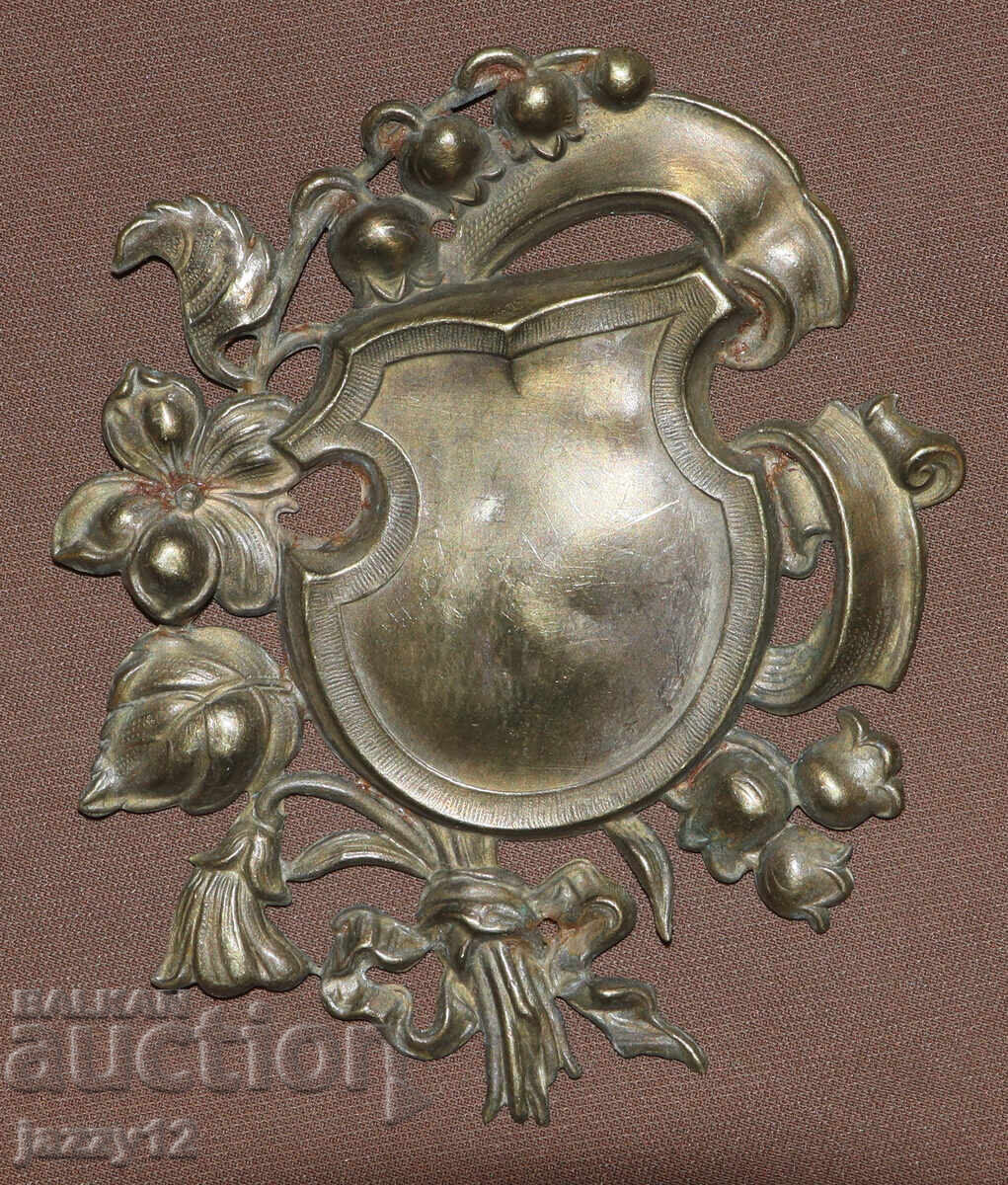 Antique brass applique, floral motifs