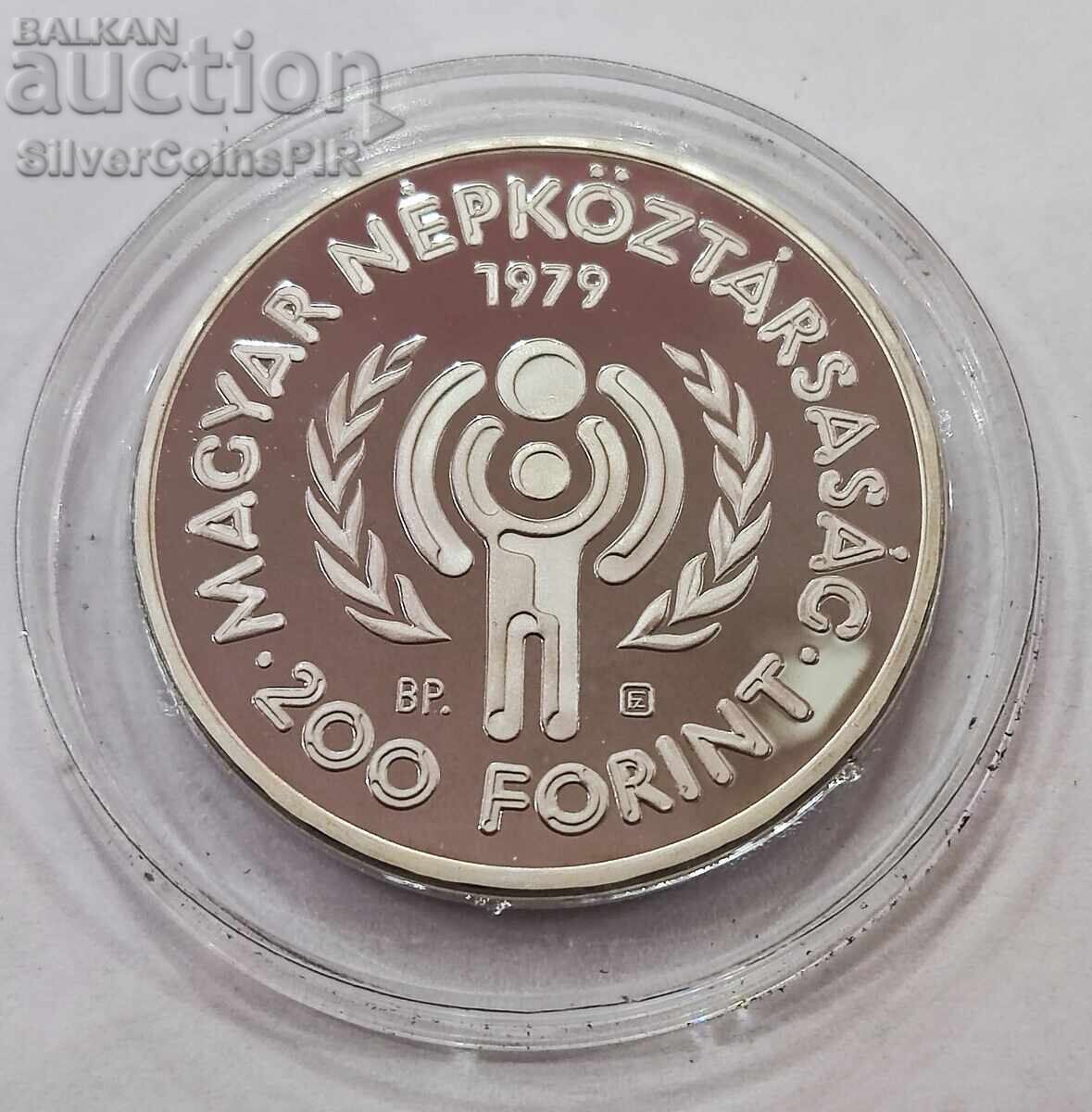 Auction Silver 200 Forint Year of the Child 1979 Hungary Auction Silver 200 Forint Year of the Child 1979 Hungary