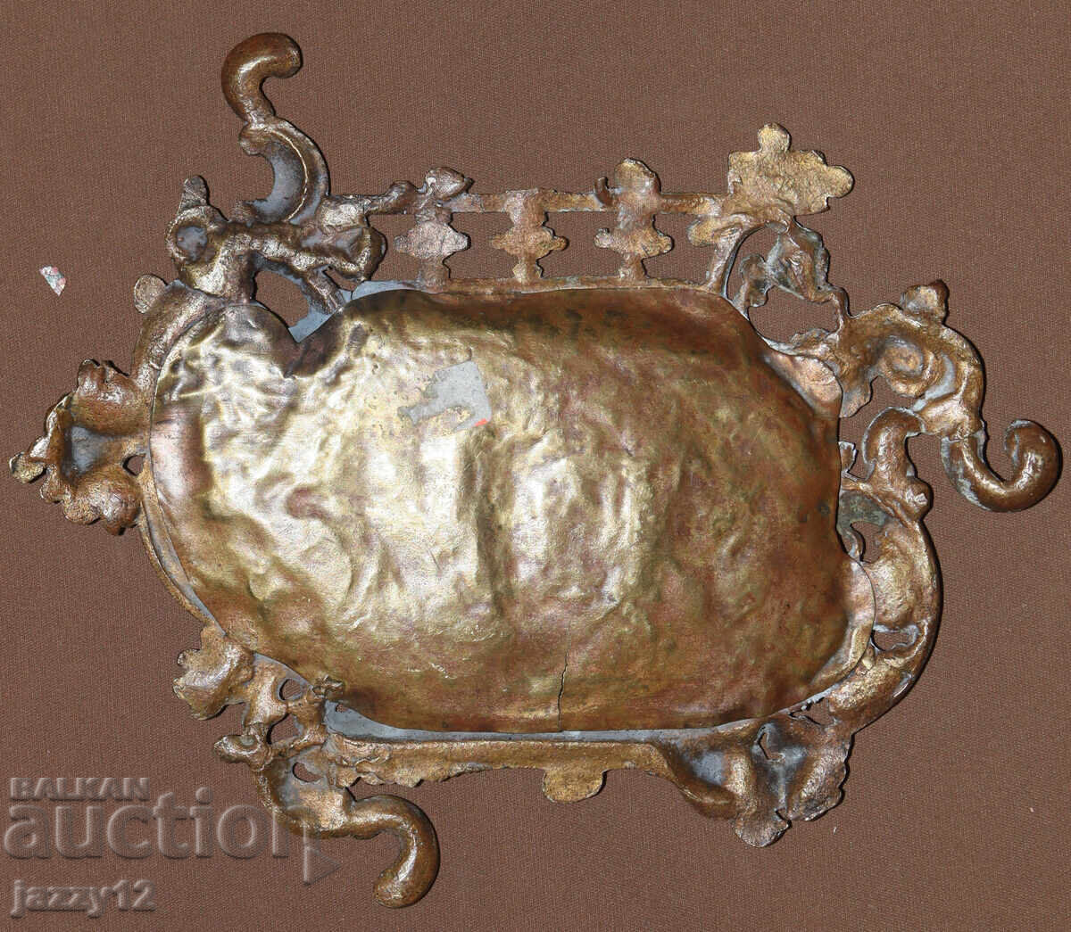 Старинна ръчно изработена бронова купа поставка за бюро - 6