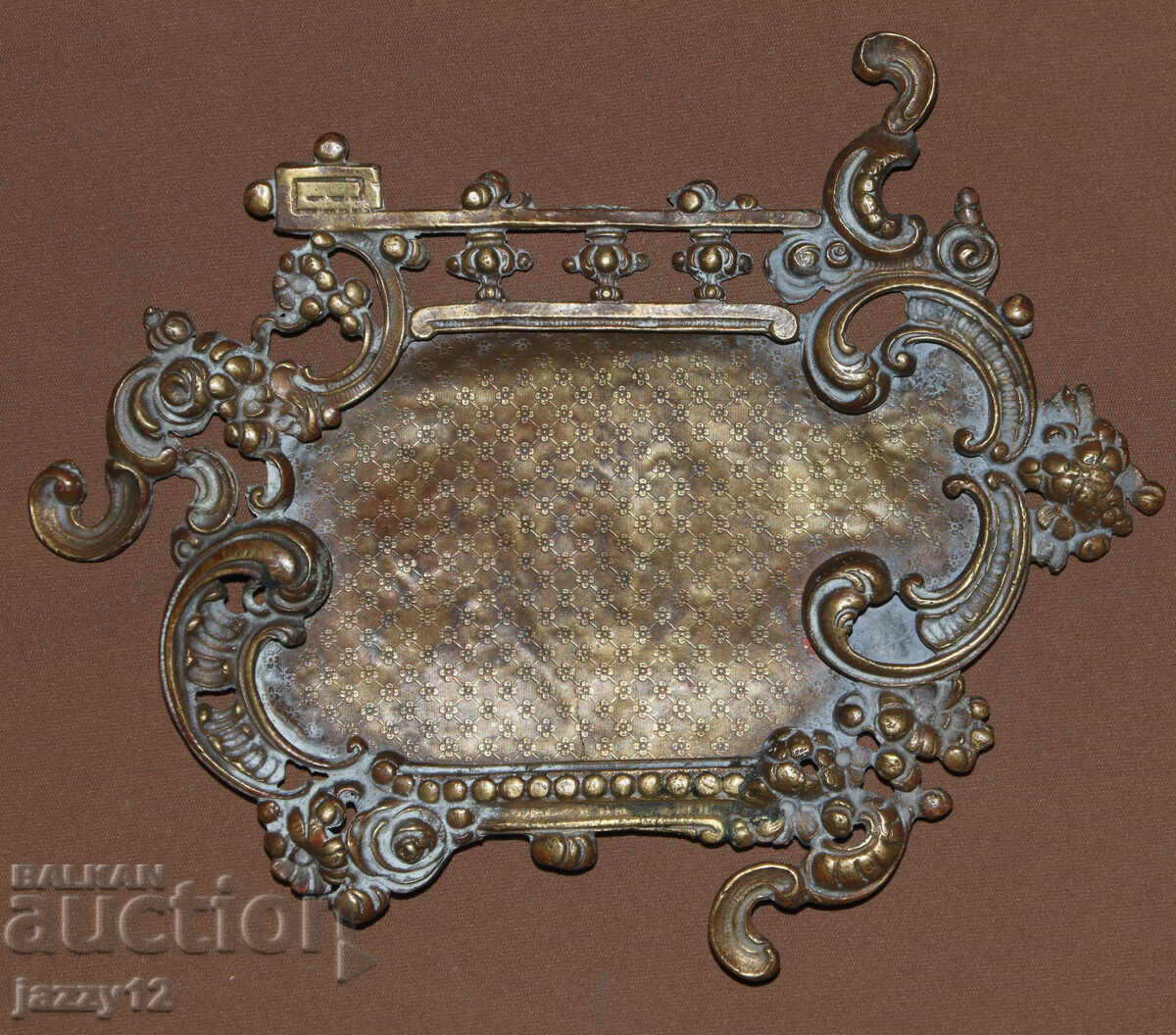 Старинна ръчно изработена бронова купа поставка за бюро