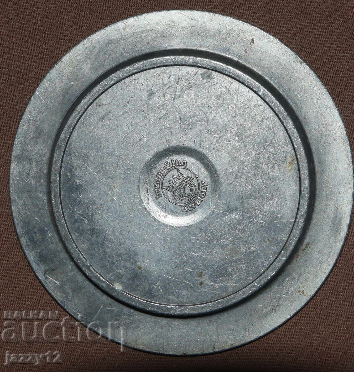 Παλιό μικρό μεταλλικό διακοσμητικό πιάτο ψευδαργύρου - 5 Παλιό μικρό μεταλλικό διακοσμητικό πιάτο ψευδαργύρου - 5