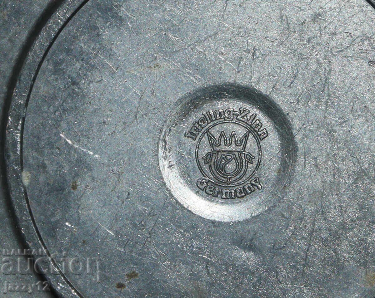 Παλιό μικρό μεταλλικό διακοσμητικό πιάτο ψευδαργύρου - 6 Παλιό μικρό μεταλλικό διακοσμητικό πιάτο ψευδαργύρου - 6