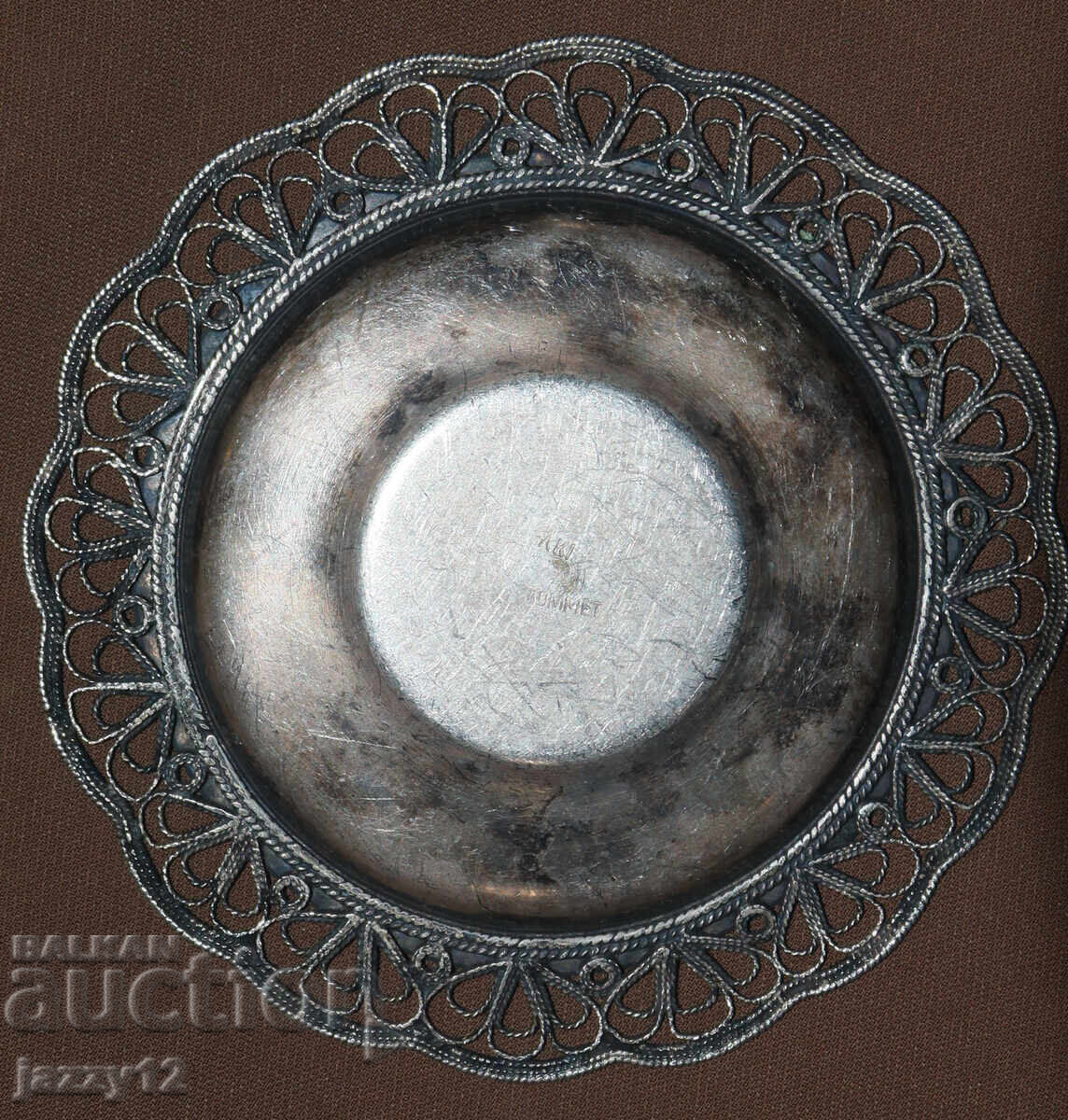 Small Silver-Plated Decorative Dish USSR Filigree - 5