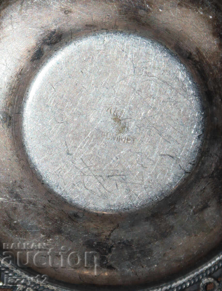 Small Silver-Plated Decorative Dish USSR Filigree - 7