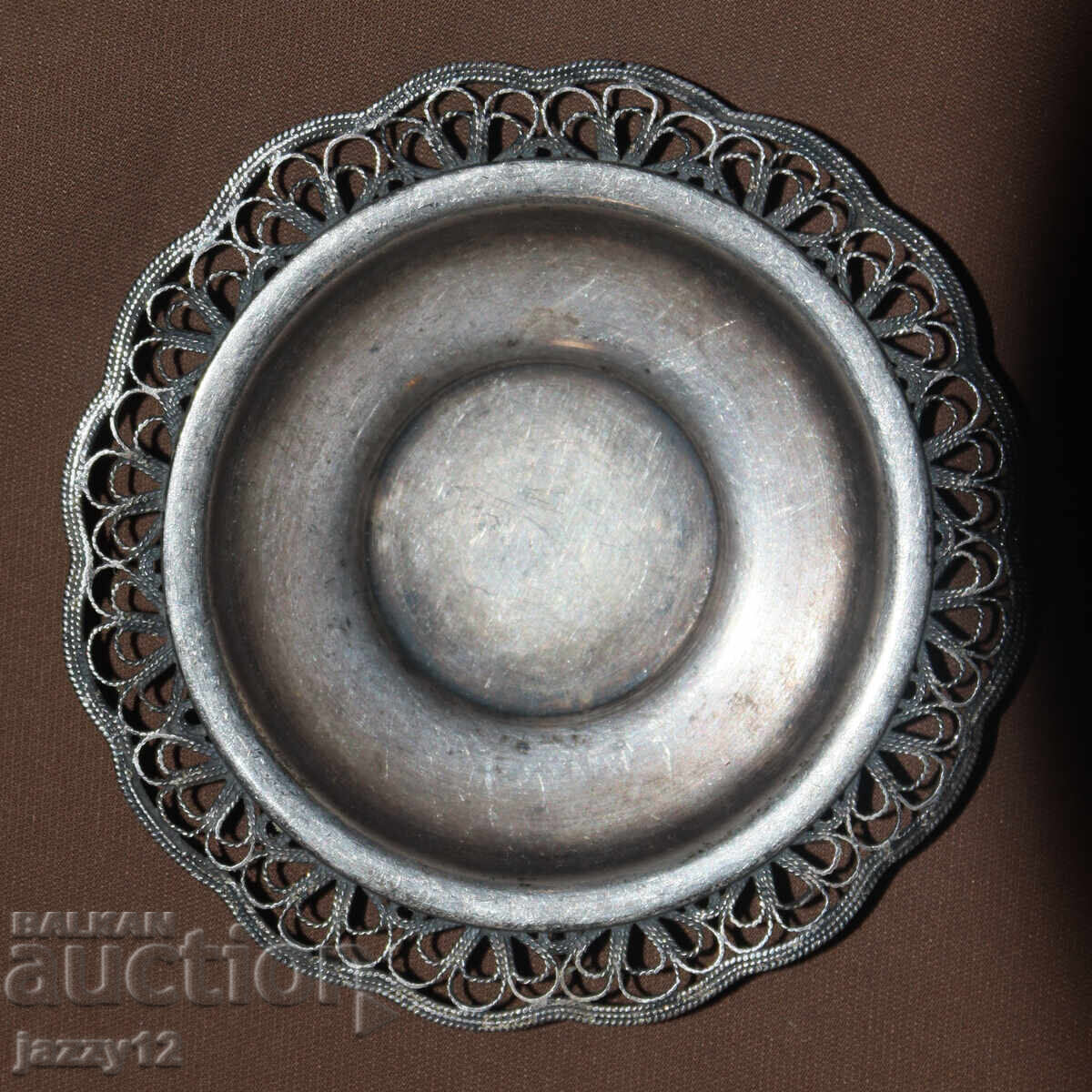 Small Silver-Plated Decorative Dish USSR Filigree