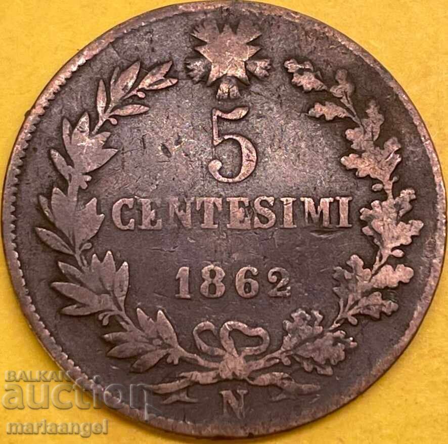 5 centesimi 1862 N - Naples Italy 25mm - 7