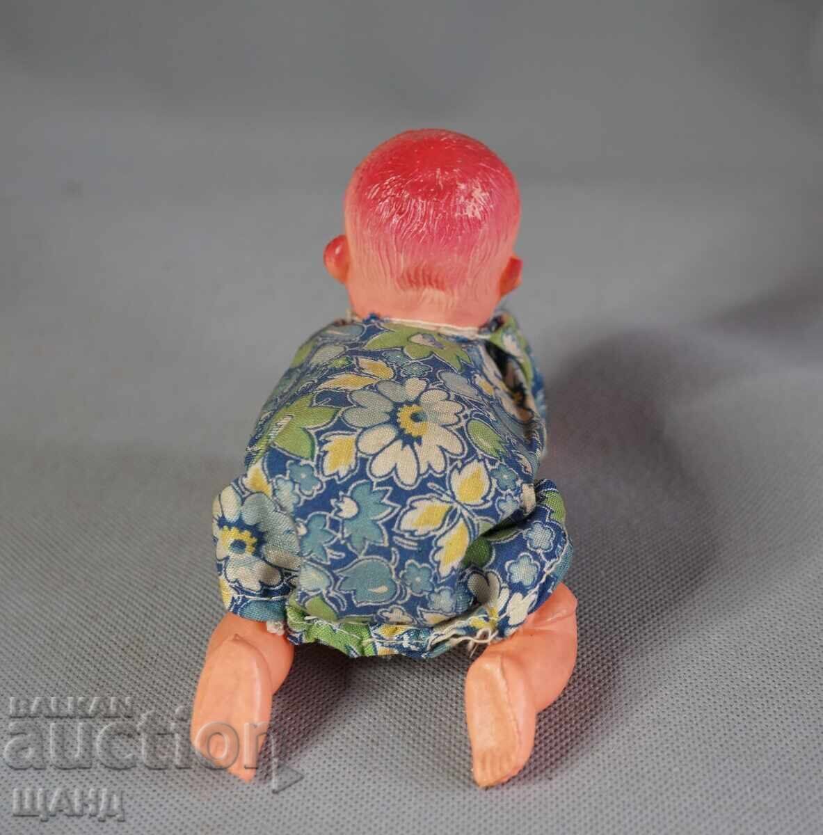 Old Japanese mechanical toy figure doll baby with box - 5