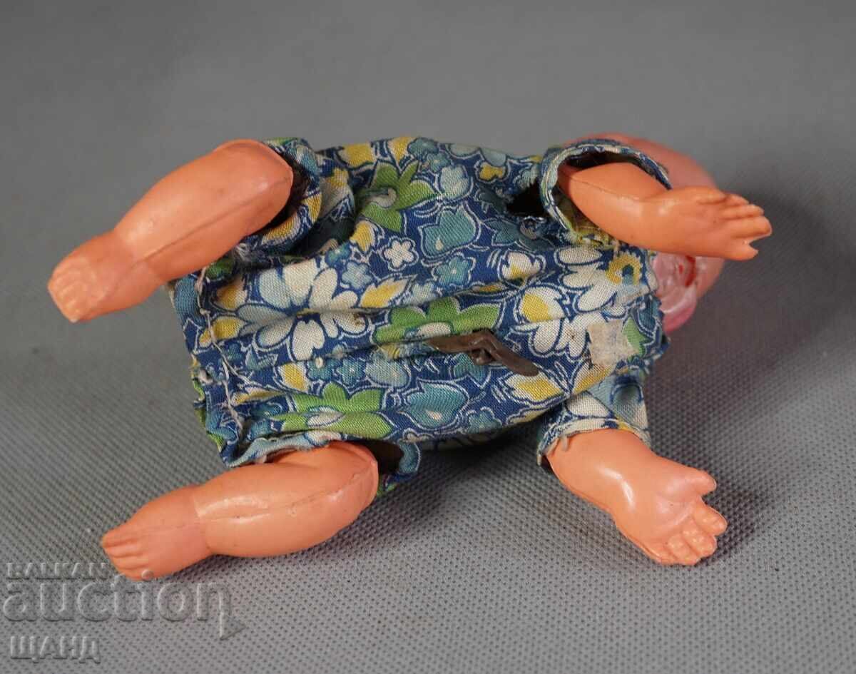 Old Japanese mechanical toy figure doll baby with box - 6