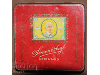 Παλαιό λιθογραφημένο μεταλλικό κουτί τσιγάρων Simon Arzt