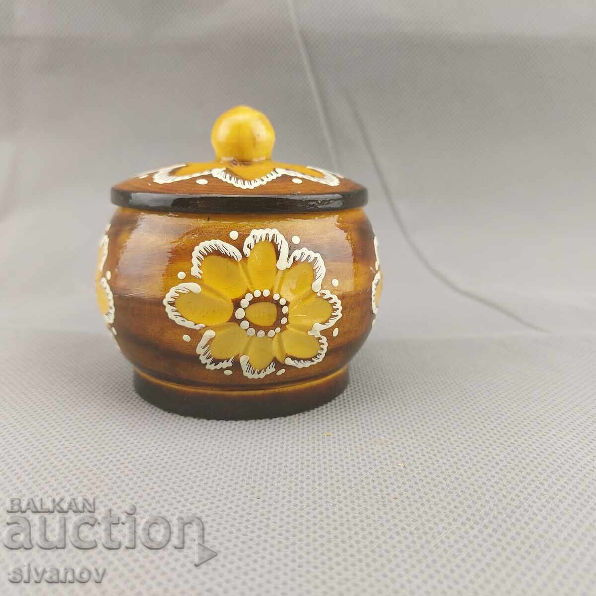 Auction  Beautiful old carved wooden spice box #2847