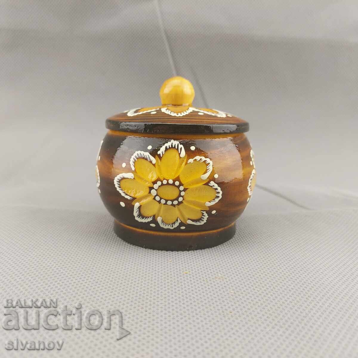 Beautiful old carved wooden spice box #2847