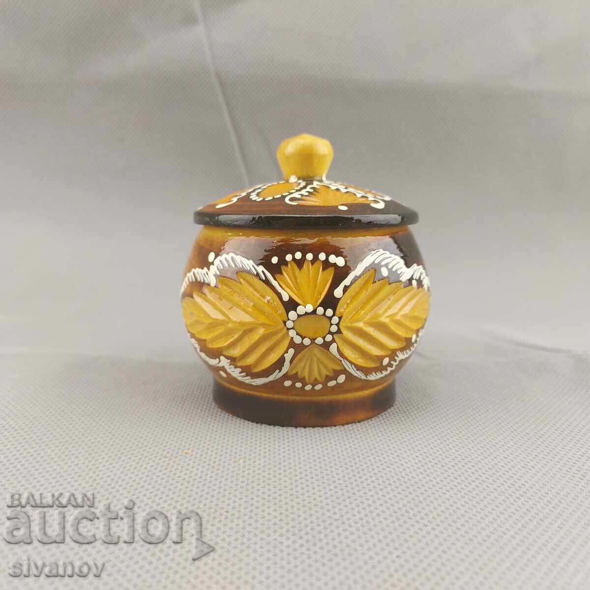 Beautiful old carved wooden spice box #2848