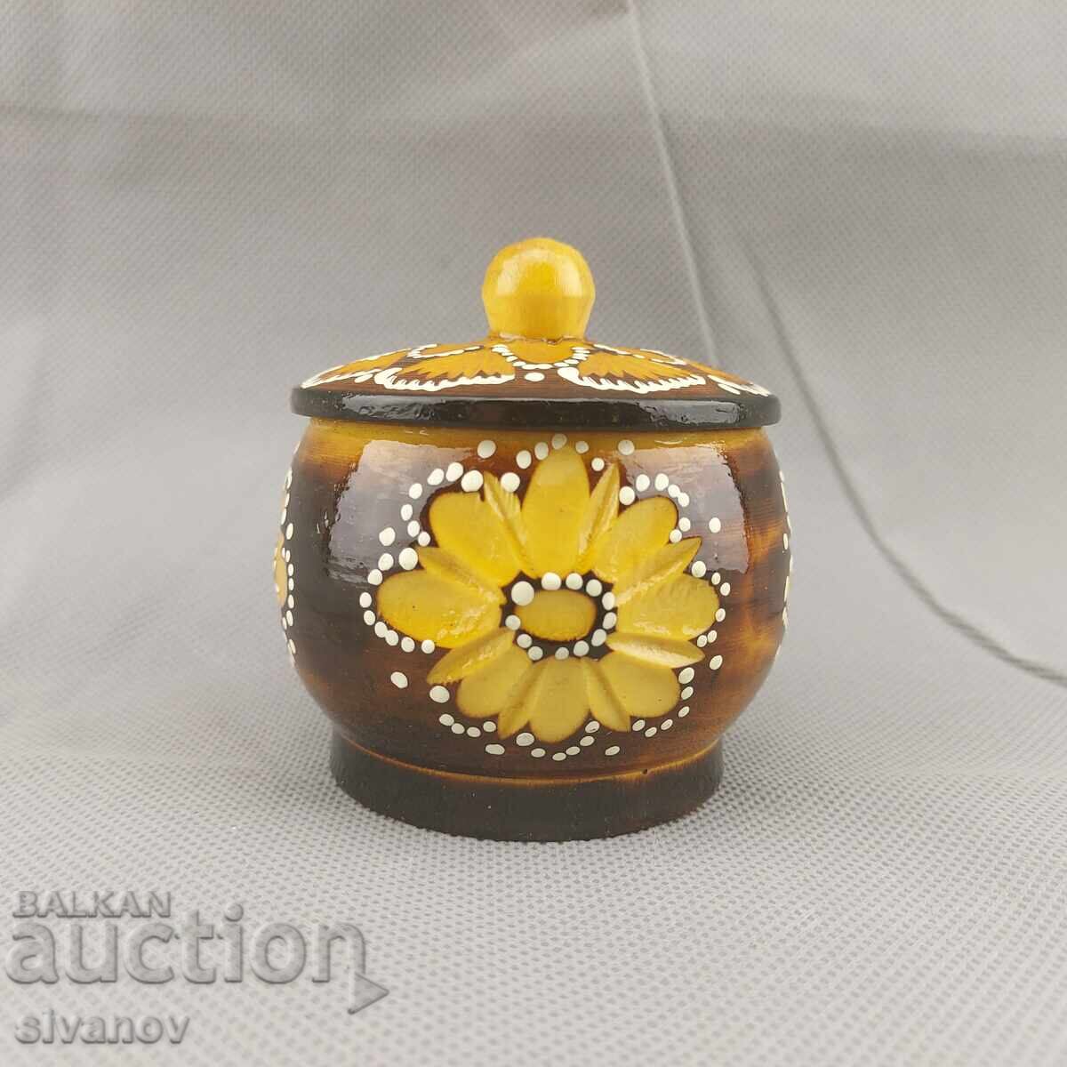 Beautiful old carved wooden spice box #2851