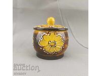 Cutie veche din lemn sculptat, frumoasă, pentru condimente #2851