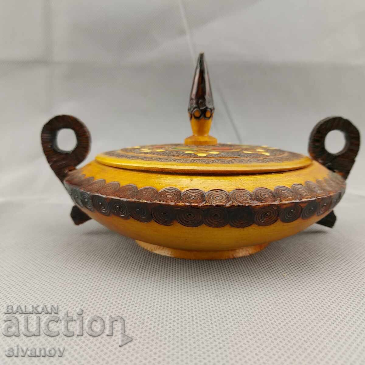 Доставка на Красива стара ръчно изработена дървена кутия за бижута #2852