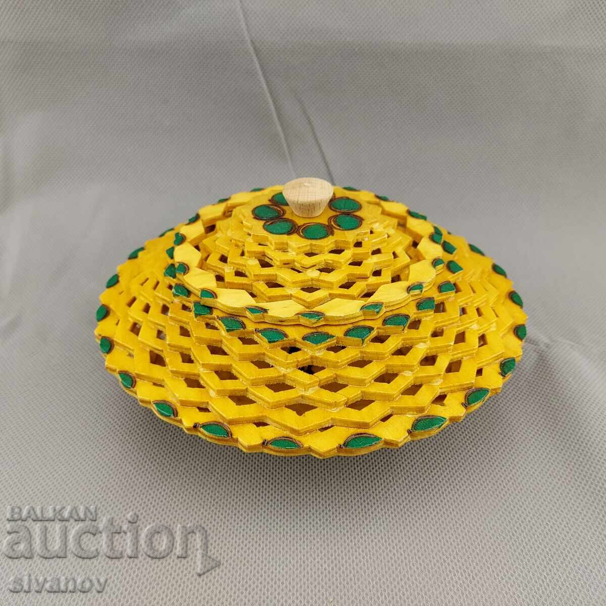 Όμορφο παλιό χειροποίητο ξύλινο κουτί κοσμημάτων #2853