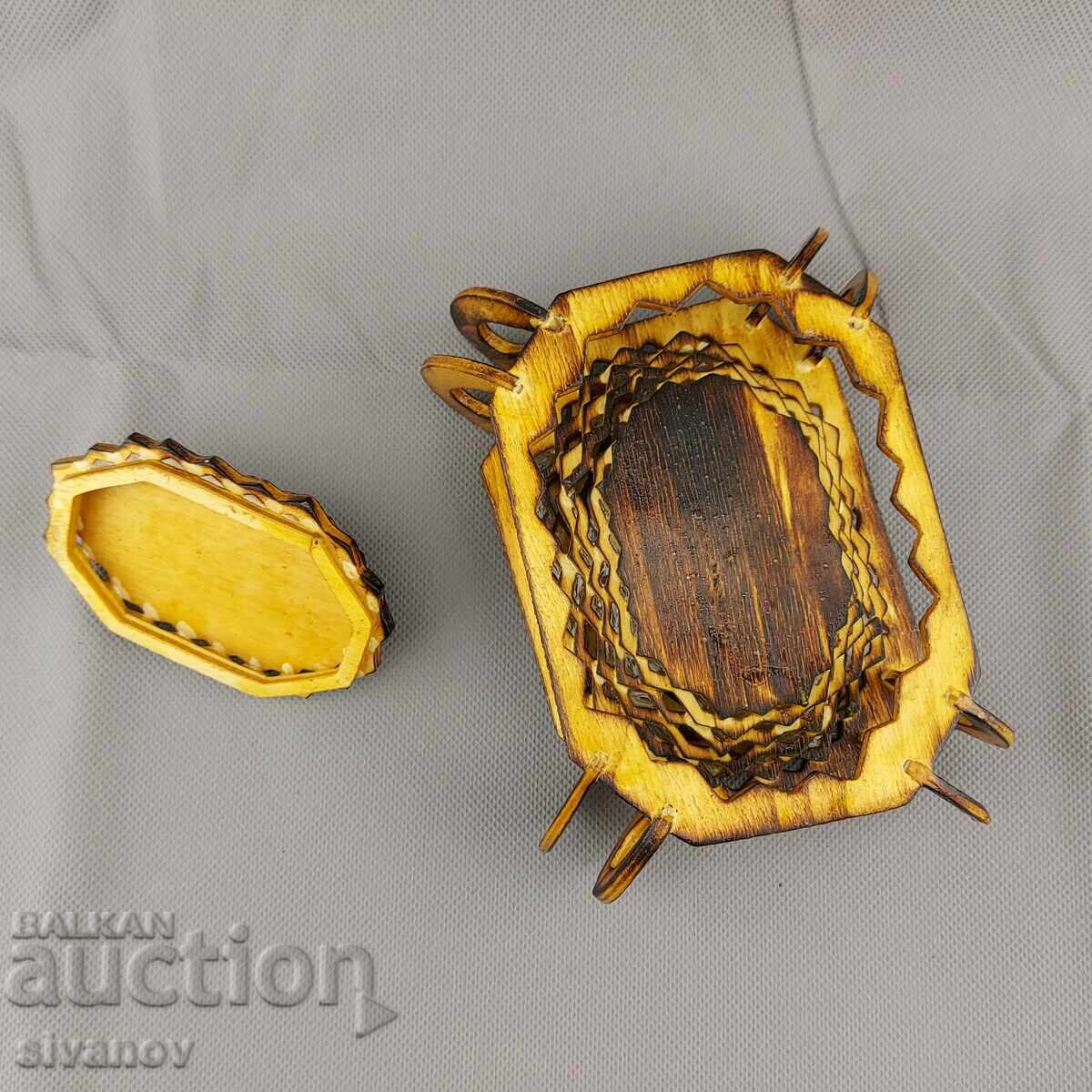 Όμορφο παλιό χειροποίητο ξύλινο κουτί κοσμημάτων #2855 - 5