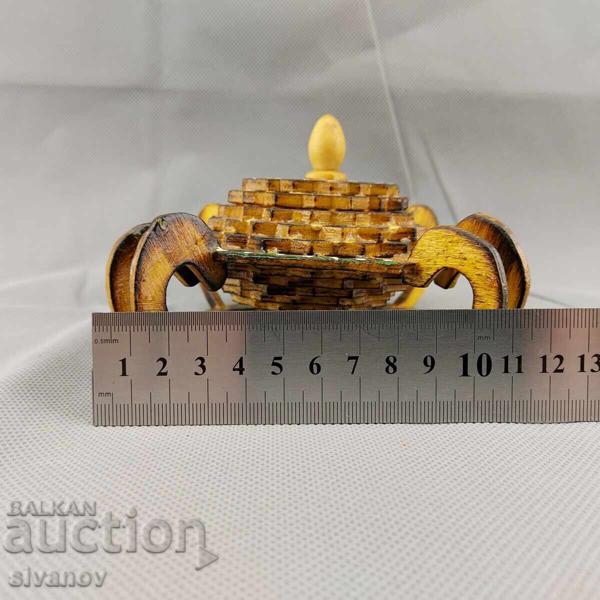 Όμορφο παλιό χειροποίητο ξύλινο κουτί κοσμημάτων #2855 - 6