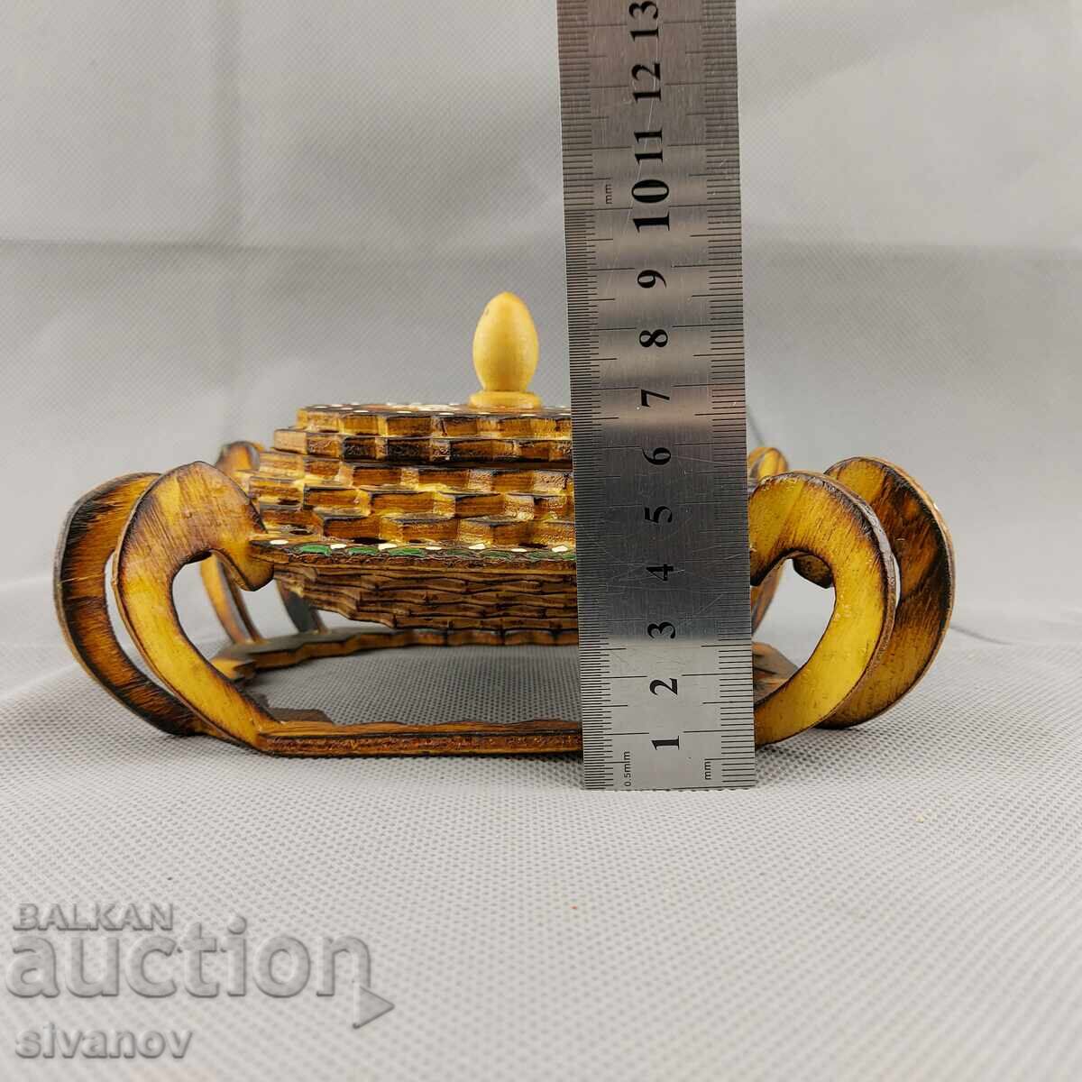 Όμορφο παλιό χειροποίητο ξύλινο κουτί κοσμημάτων #2855 - 7