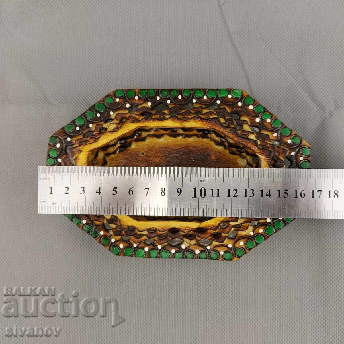 Cutie de bijuterii din lemn, veche, lucrată manual #2856 - 6