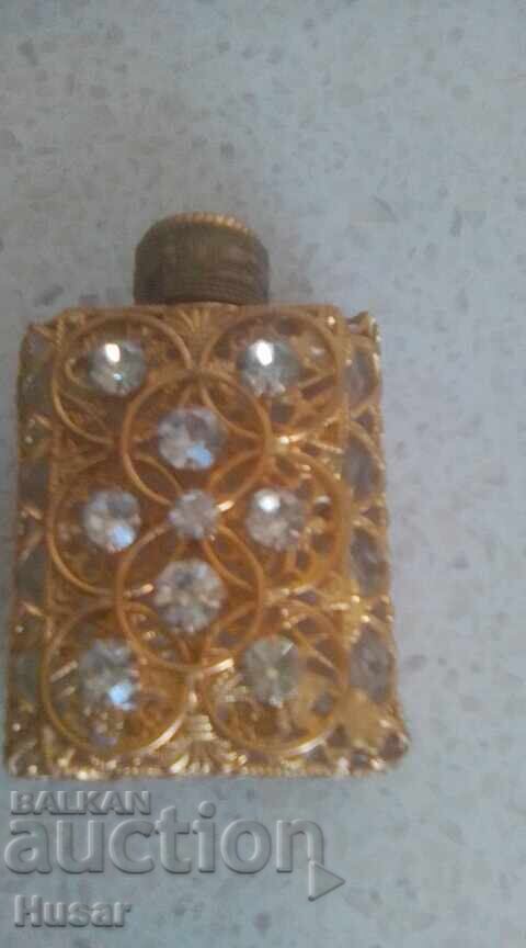 Μπουκαλάκι αρώματος, χάλκινη διακόσμηση, 9 τεμ. πέτρες Swarovski