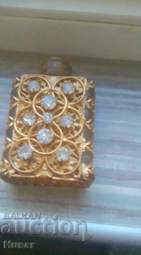 Auction  Perfume bottle, bronze fittings, 9 Swarovski stones