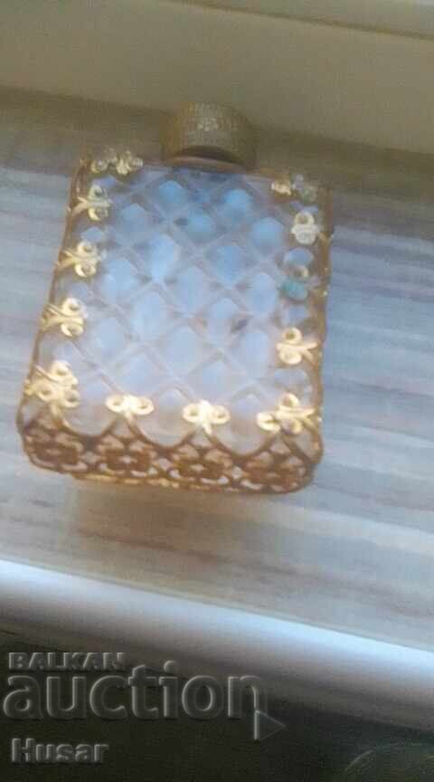 Perfume bottle, bronze fittings, 9 Swarovski stones - 5