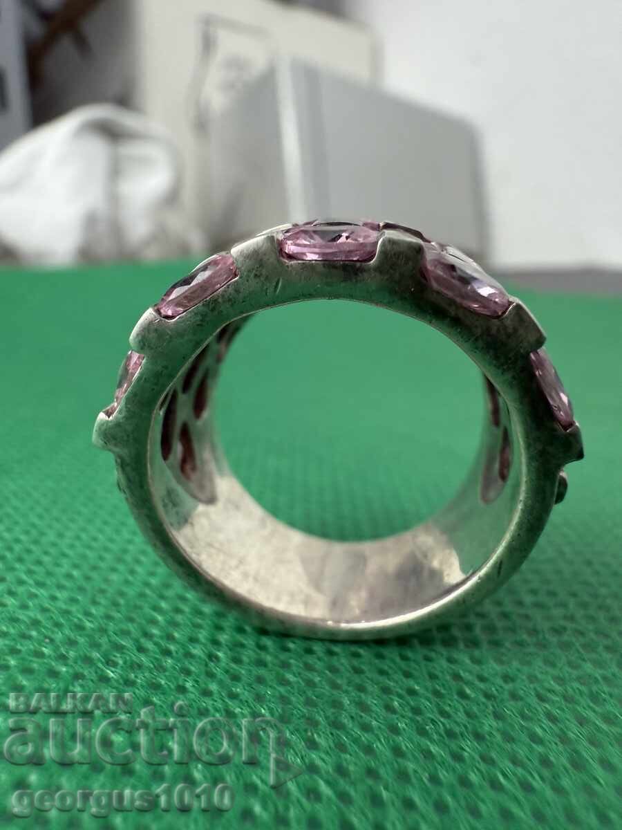 Ασημένιο δαχτυλίδι με ροζ πολύτιμους λίθους Νο. 7524 με τιμή 200.00 BGN | € 102.26