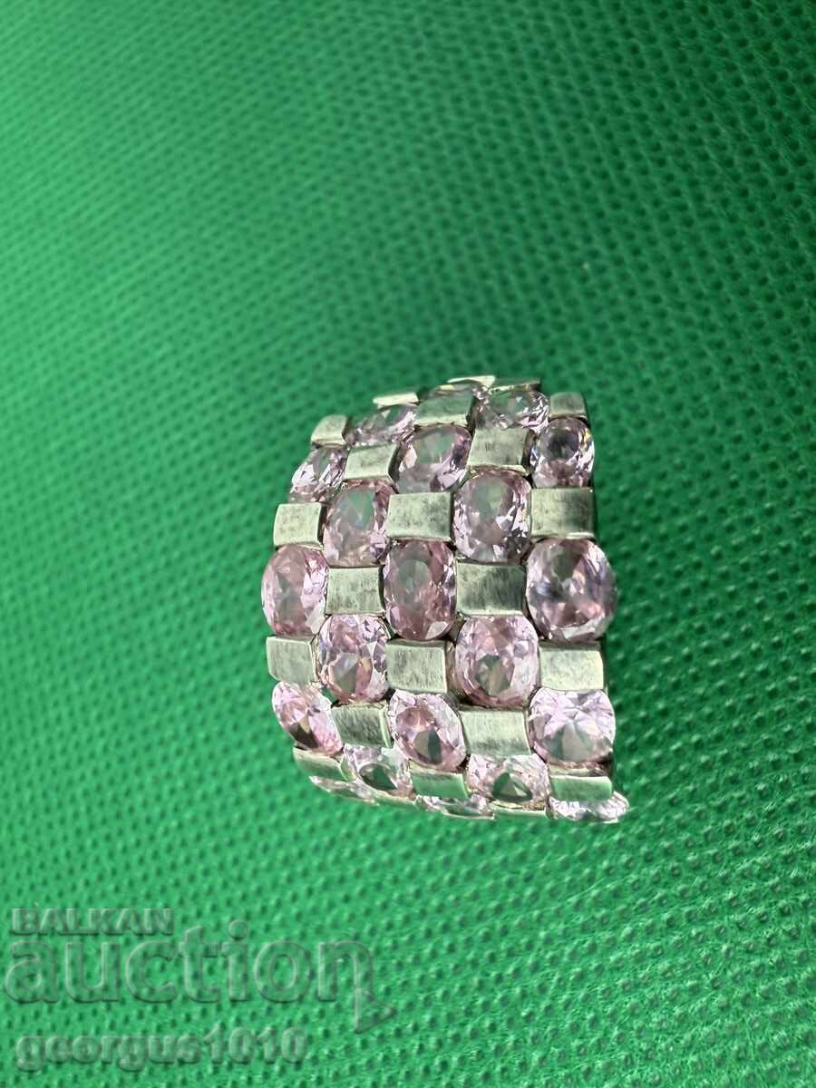 Δημοπρασία Ασημένιο δαχτυλίδι με ροζ πολύτιμους λίθους Νο. 7524