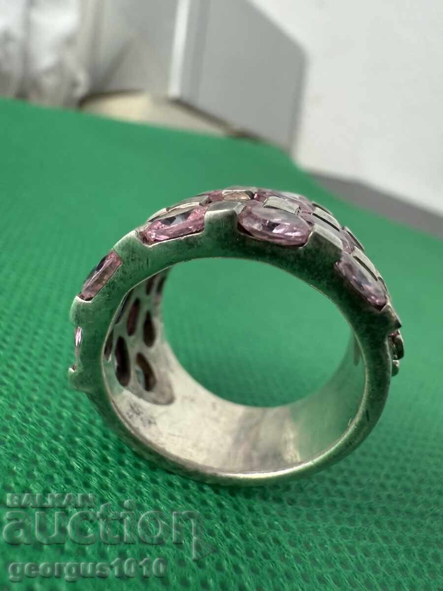 Παράδοση Ασημένιο δαχτυλίδι με ροζ πολύτιμους λίθους Νο. 7524
