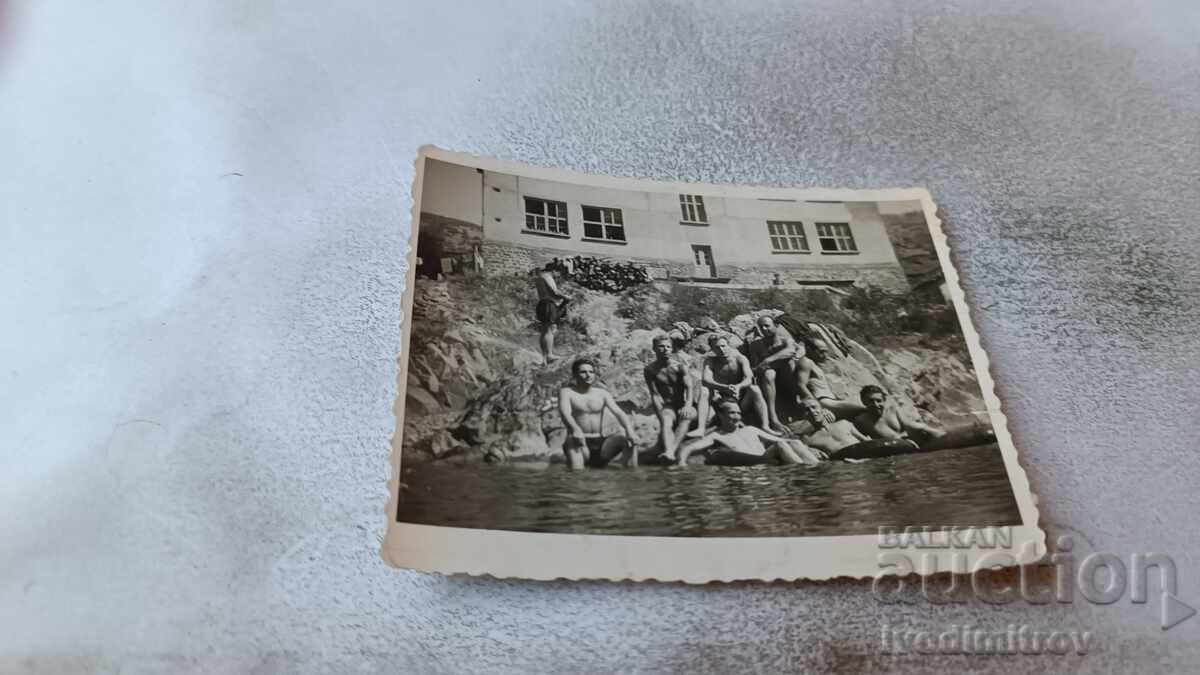 Photograph Eliseev Young men on the riverbank 1954