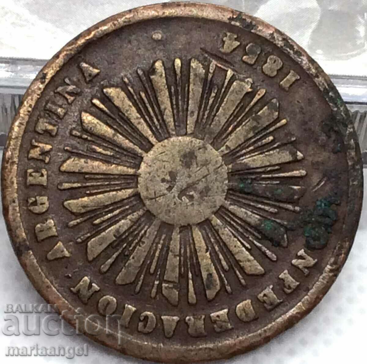 Argentina 1854 2 (Dos) Centavos 29mm Rare - 5