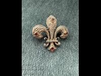 Silver brooch with gold and garnets №7525