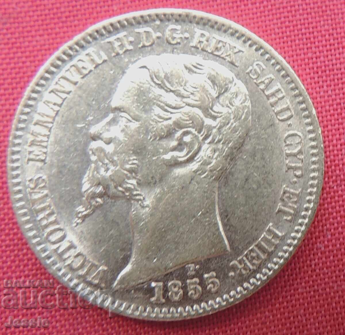 20 Lire 1855 Turin Italy (20 lire Italy (gold)) with price 1539.95 BGN | € 787.36