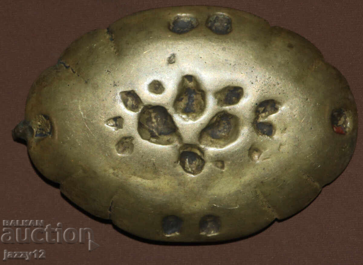 Стара ръчно изработена декоративна бронзова купа - 5