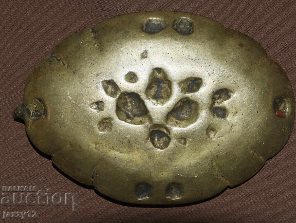 Стара ръчно изработена декоративна бронзова купа - 6