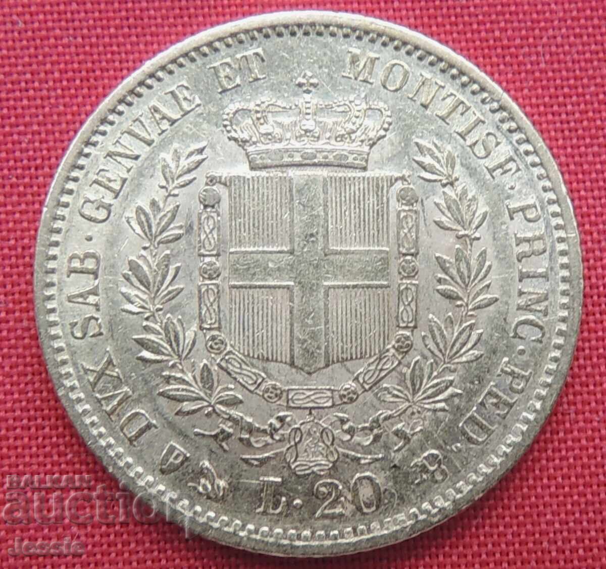20 Lire 1851 Genoa Italy ( 20 лири Италия ) (злато )
