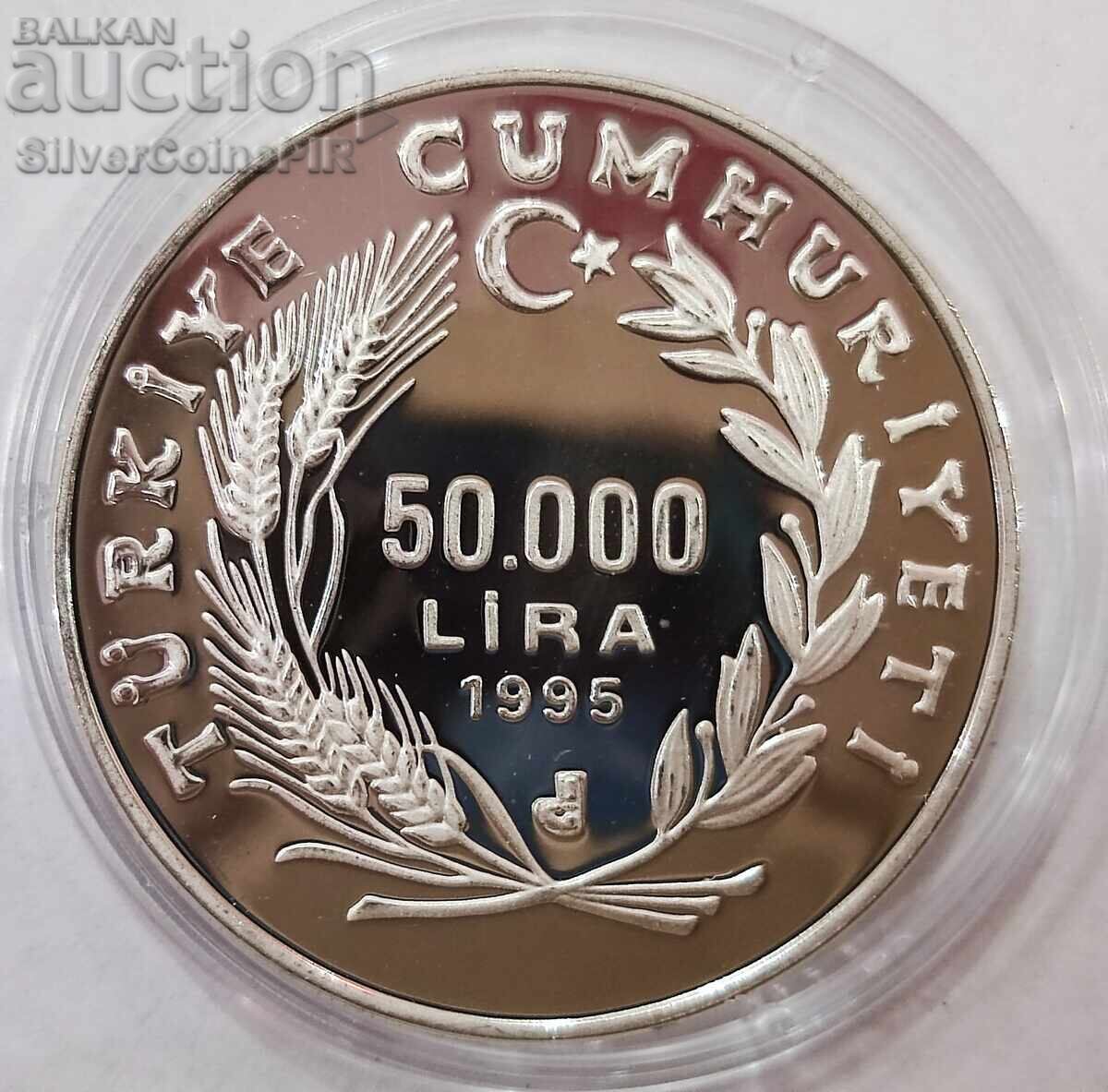 Auction Silver 50000 Lira Ship Piri Reis 1995 Turkey Auction Silver 50000 Lira Ship Piri Reis 1995 Turkey