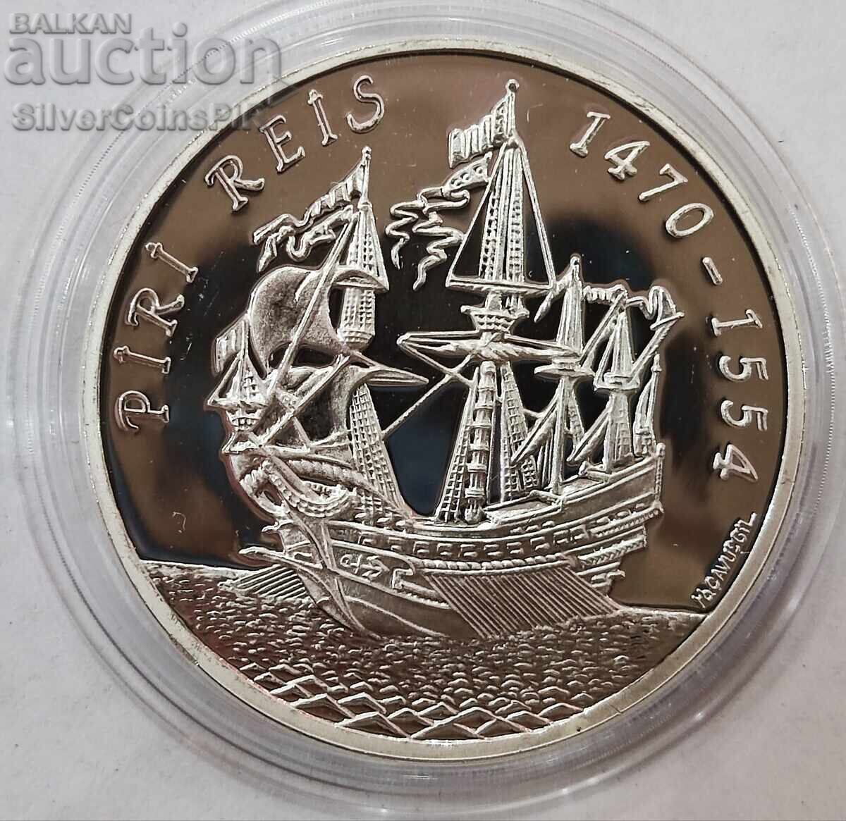 Silver 50000 Lira Ship Piri Reis 1995 Turkey Silver 50000 Lira Ship Piri Reis 1995 Turkey