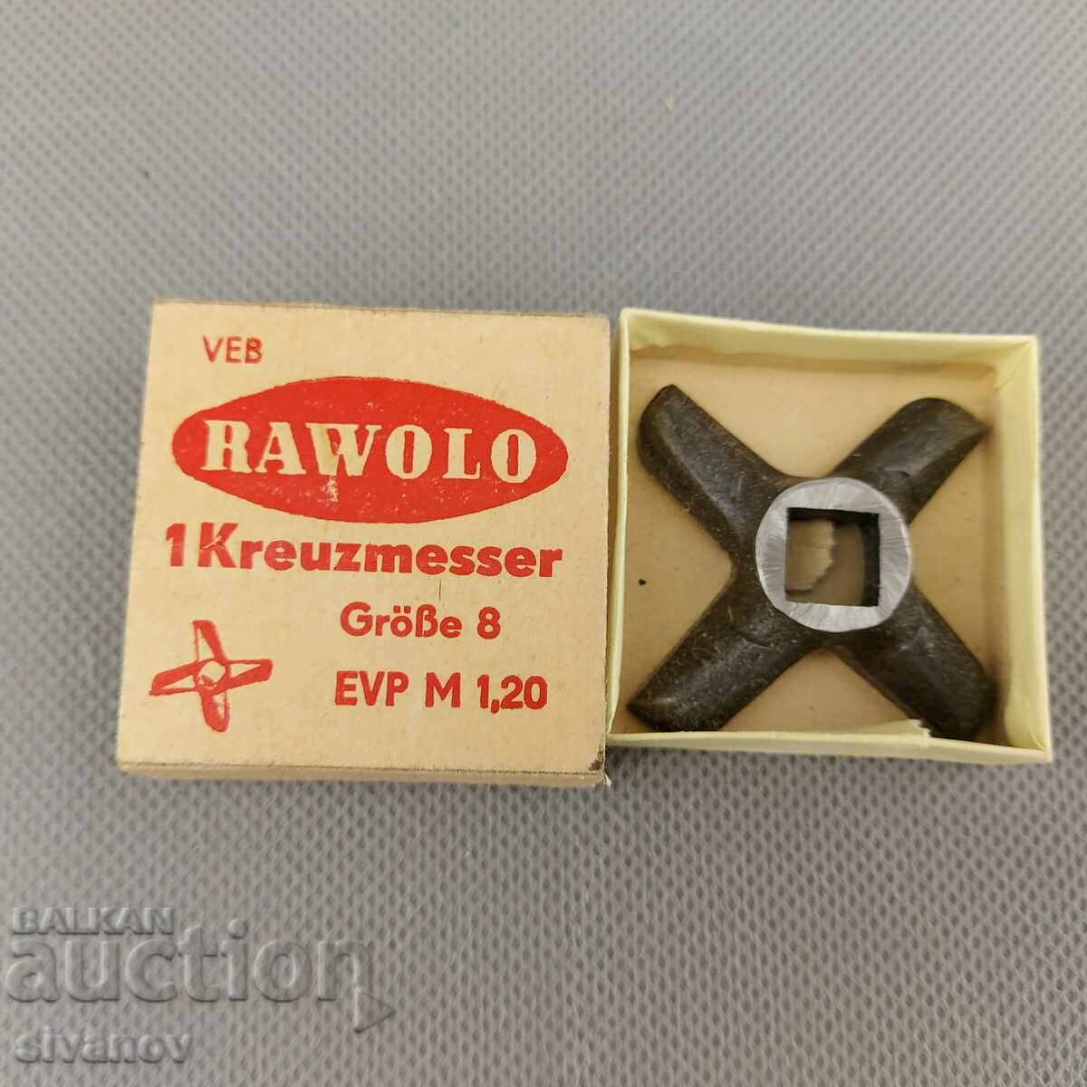 Licitație Cuțit vechi german pentru mașină de tocat carne RAWOLO mărimea #8 1974 #2919 Licitație Cuțit vechi german pentru mașină de tocat carne RAWOLO mărimea #8 1974 #2919