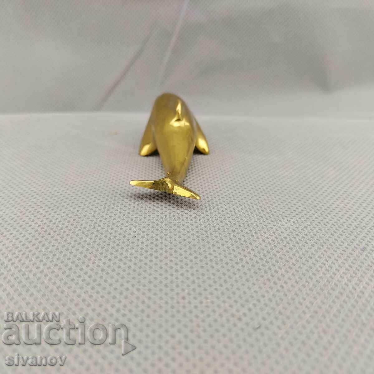 Доставка на Стара фигурка на делфин от полиран месинг #2925