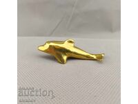 Стара фигурка на делфин от полиран месинг #2925