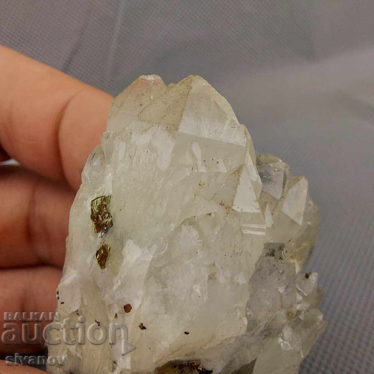 Ενδιαφέρον δείγμα χαλαζία και πυρίτη κρυσταλλικού συσσωματώματος #2931 - 6