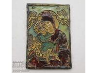 Veche icoană ceramică a Sfintei Fecioare Maria cu Pruncul