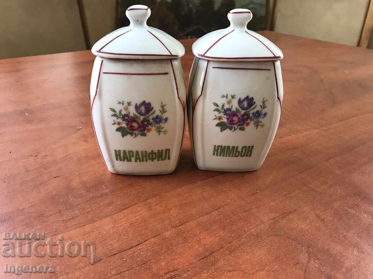 PORCELAIN JAR FOR SPICES - 2 PCS