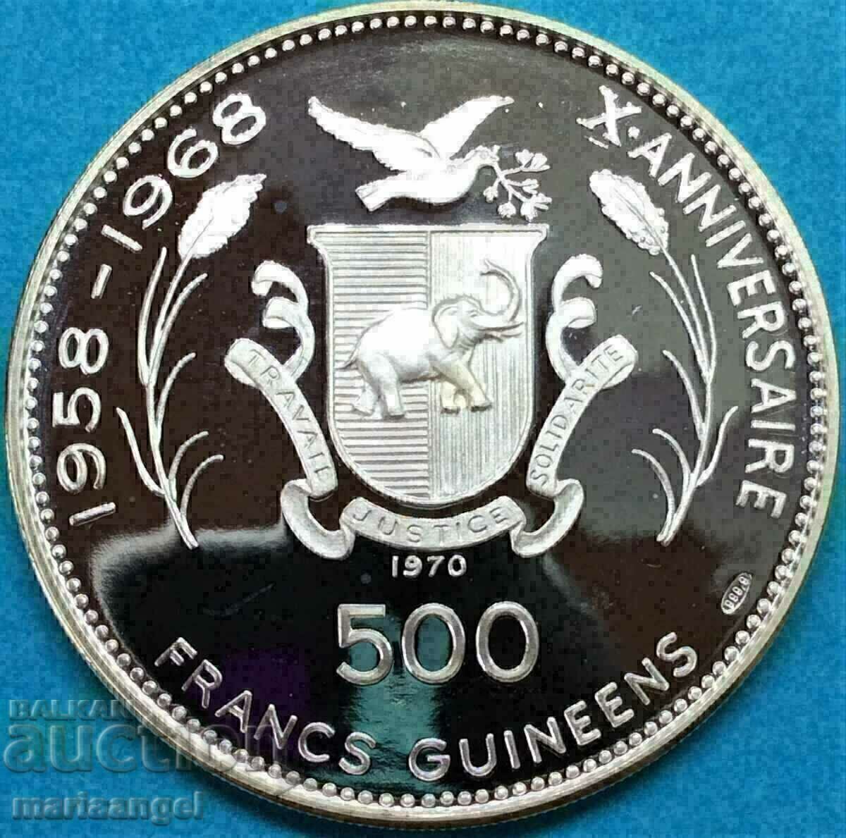 Δημοπρασία Γουινέα 1970 500 φράγκα Sertif. UNC PROOF 28,57γ ΡΑΜΣΕΣ III