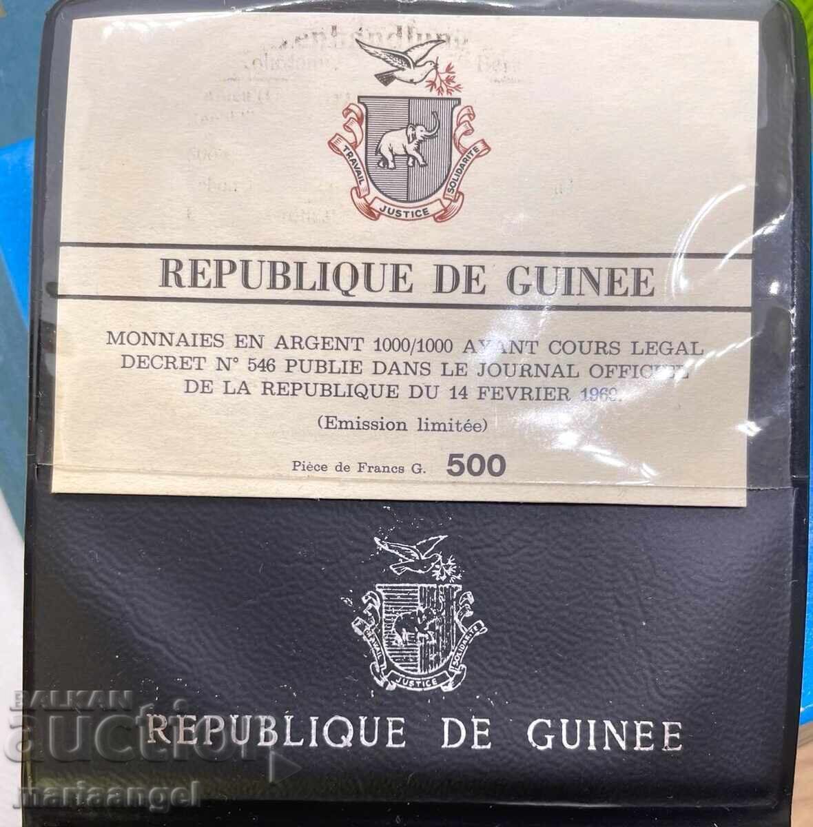 Παράδοση Γουινέα 1970 500 φράγκα Sertif. UNC PROOF 28,57γ ΡΑΜΣΕΣ III
