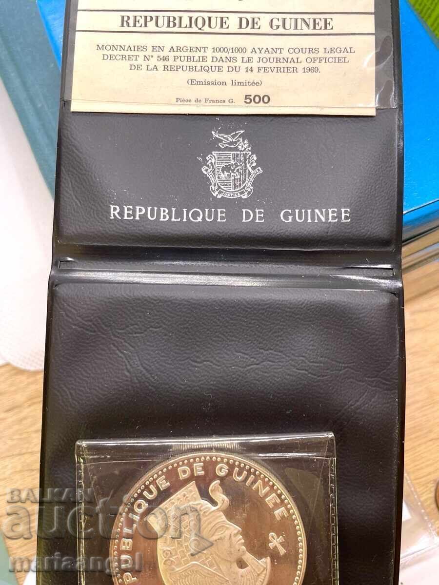 Γουινέα 1970 500 φράγκα Sertif. UNC PROOF 28,57γ ΡΑΜΣΕΣ III