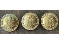 6239 Regatul Bulgariei 3 bucăți nasturi mari BDZ anii 20