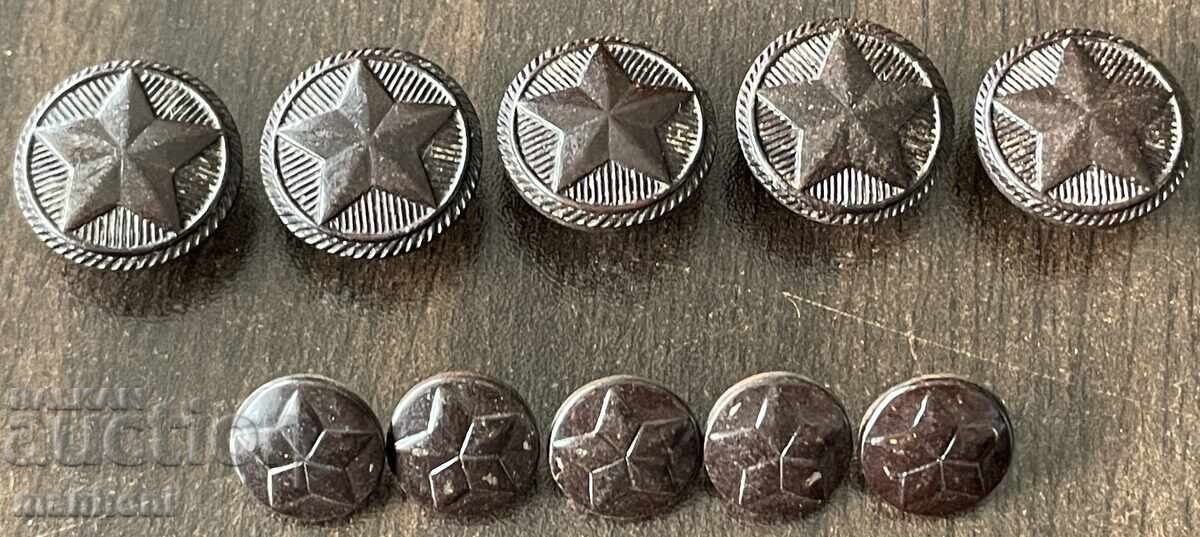 6240 Bulgaria 10 bucăți 5 mici și 5 mari nasturi BNA anii '50
